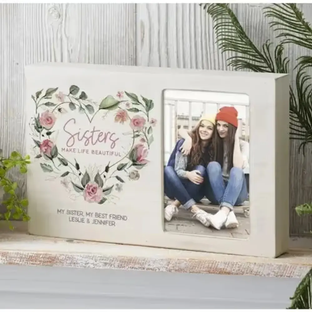 Personalized Sisters Whitewashed Frame
