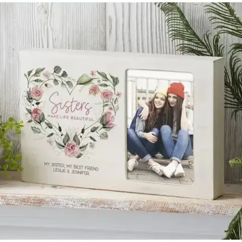 Personalized Sisters Whitewashed Frame