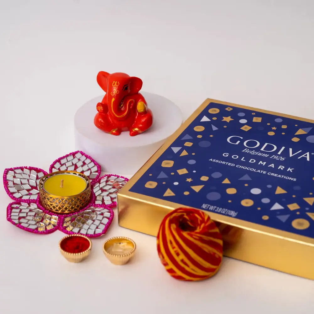 Bhai Dooj Ganesha, Candle & Godiva