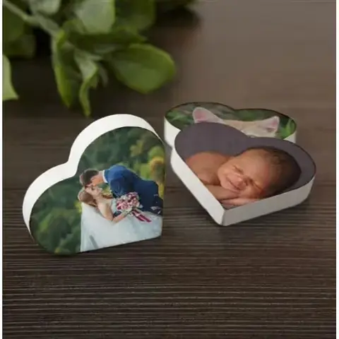 Personalized Photo Heart Wood Magnet