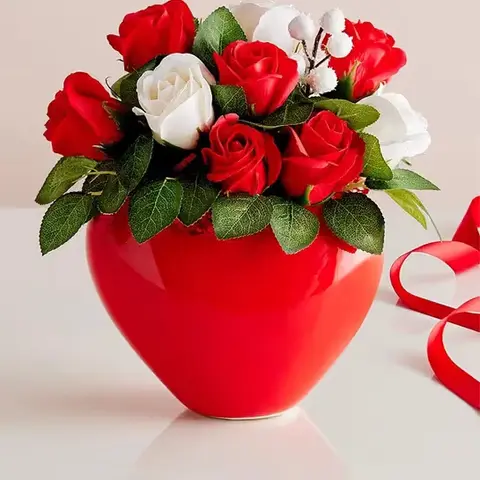 Red Heart Soap Flower Arrangement