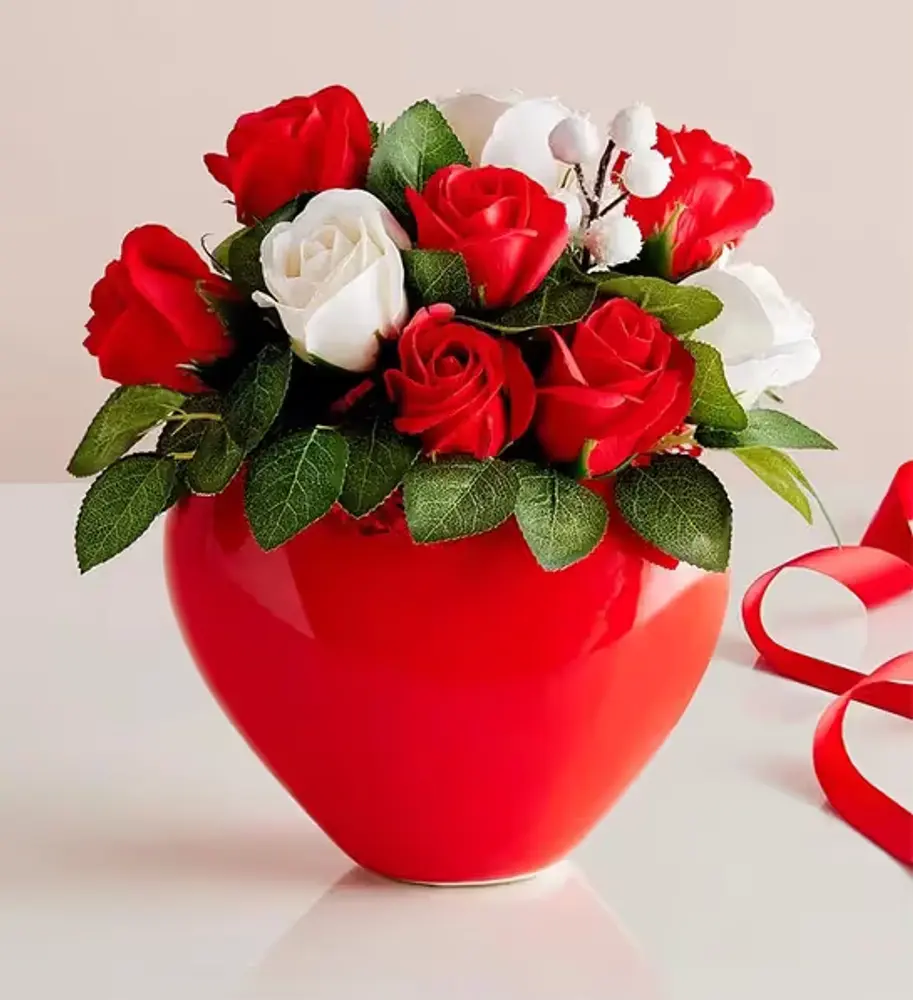 Red Heart Soap Flower Arrangement