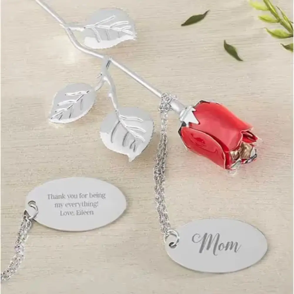 Personalized Silver Keepsake Rose