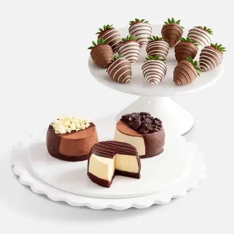 Cheesecake Trio & Drizzled Strawberries