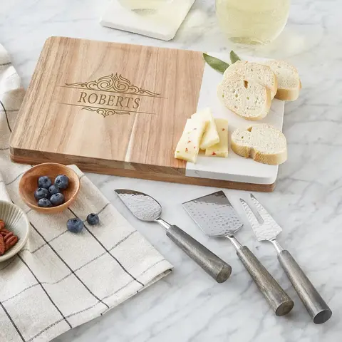 Personalized Marble & Wood Serving Board