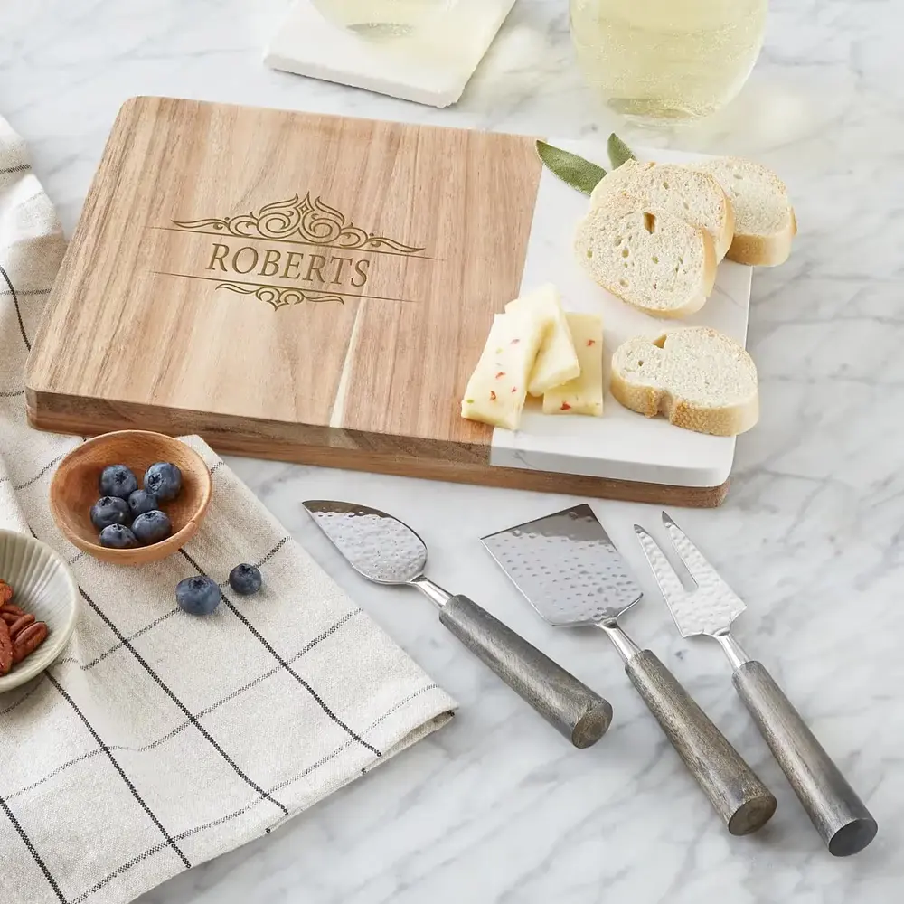Personalized Marble & Wood Serving Board
