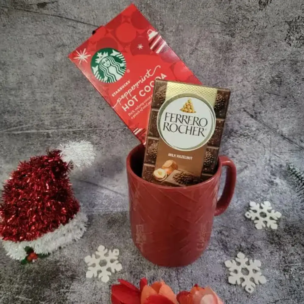Peppermint Hot Cocoa, Ferrero Bar & Mug