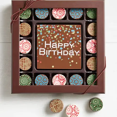 Happy Birthday Chocolate Card & 16 Truffles