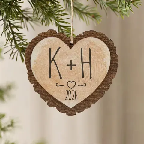 Personalized Rustic Heart Initials Ornament
