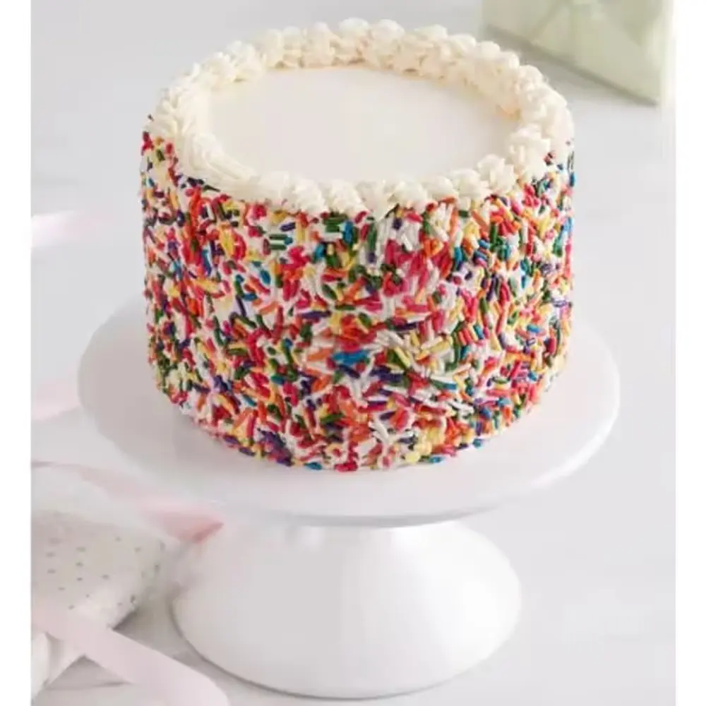 Rainbow Sprinkle Vanilla Celebration Cake