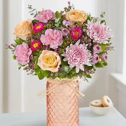 Blush Posy Mason Jar Bouquet