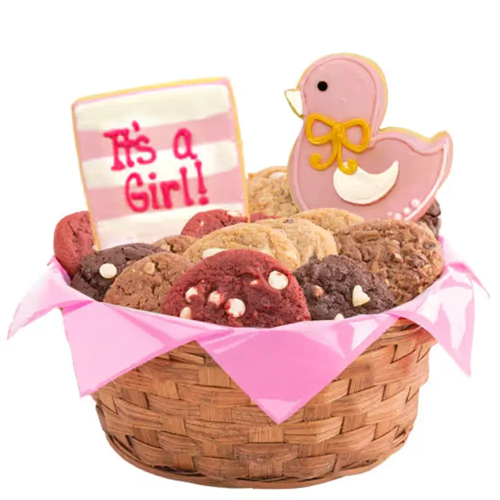 Welcome Baby Girl Cookie Basket