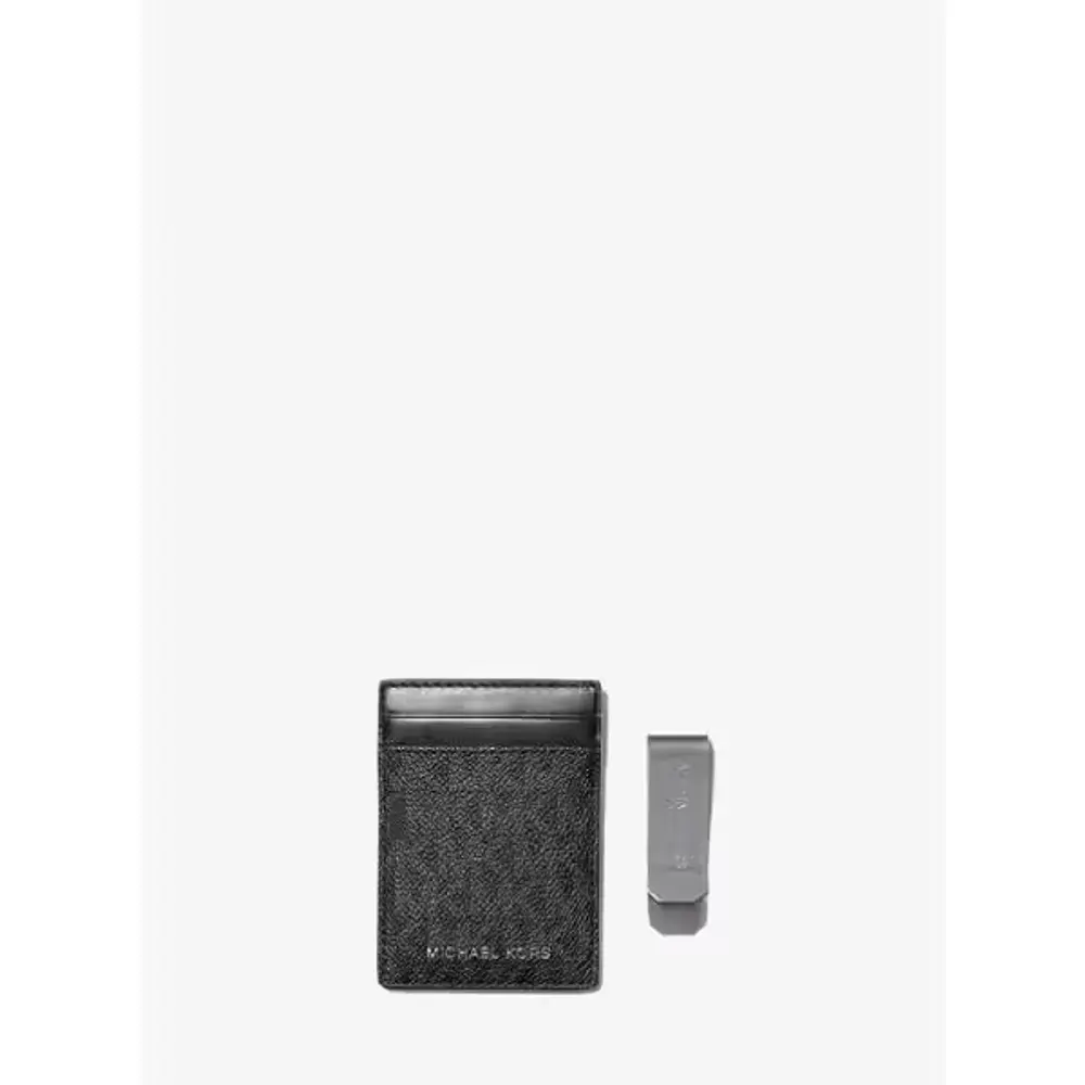 Logo Canvas Card Case with Bill Clip