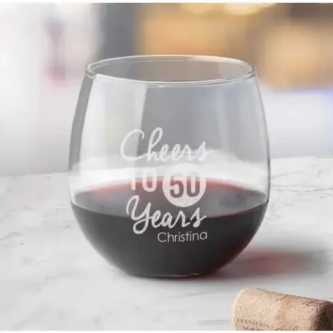 Personalized Birthday Stemless Wine Glass