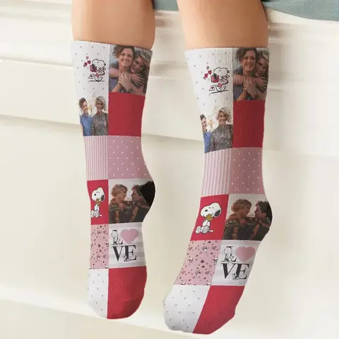 Snoopy Patchwork Photo Socks