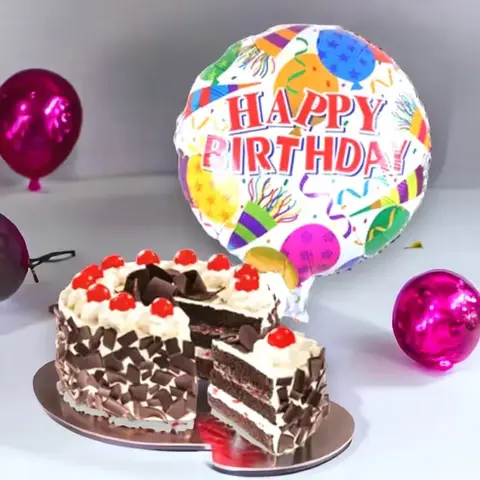 Black Forest Cake with Birthday Balloon