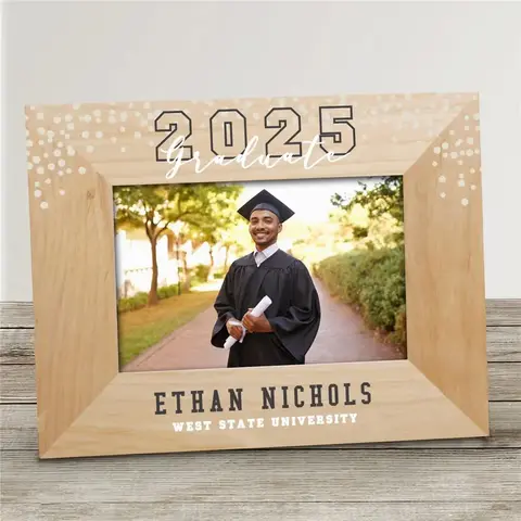 Personalized Confetti Graduate Wood Frame