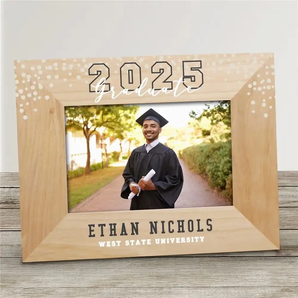 Personalized Confetti Graduate Wood Frame