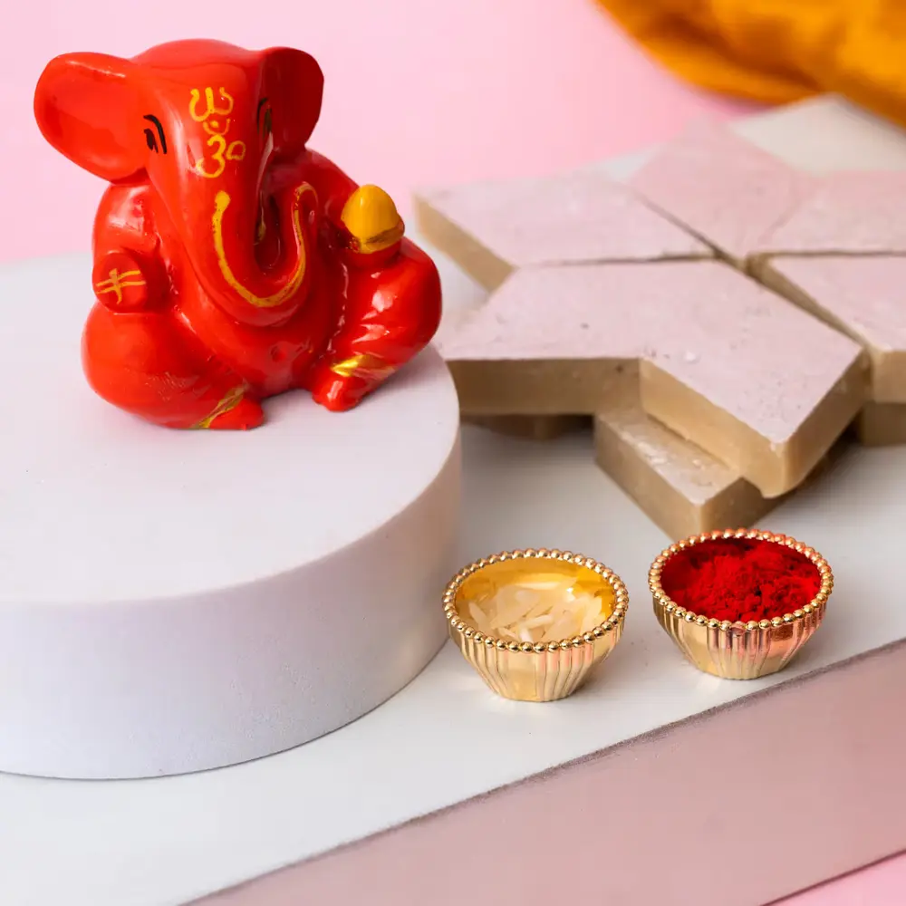 Ganesha Idol with Kaju Katli