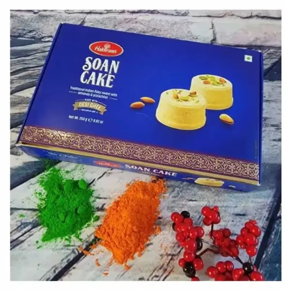 Soan Cake with Holi Colors
