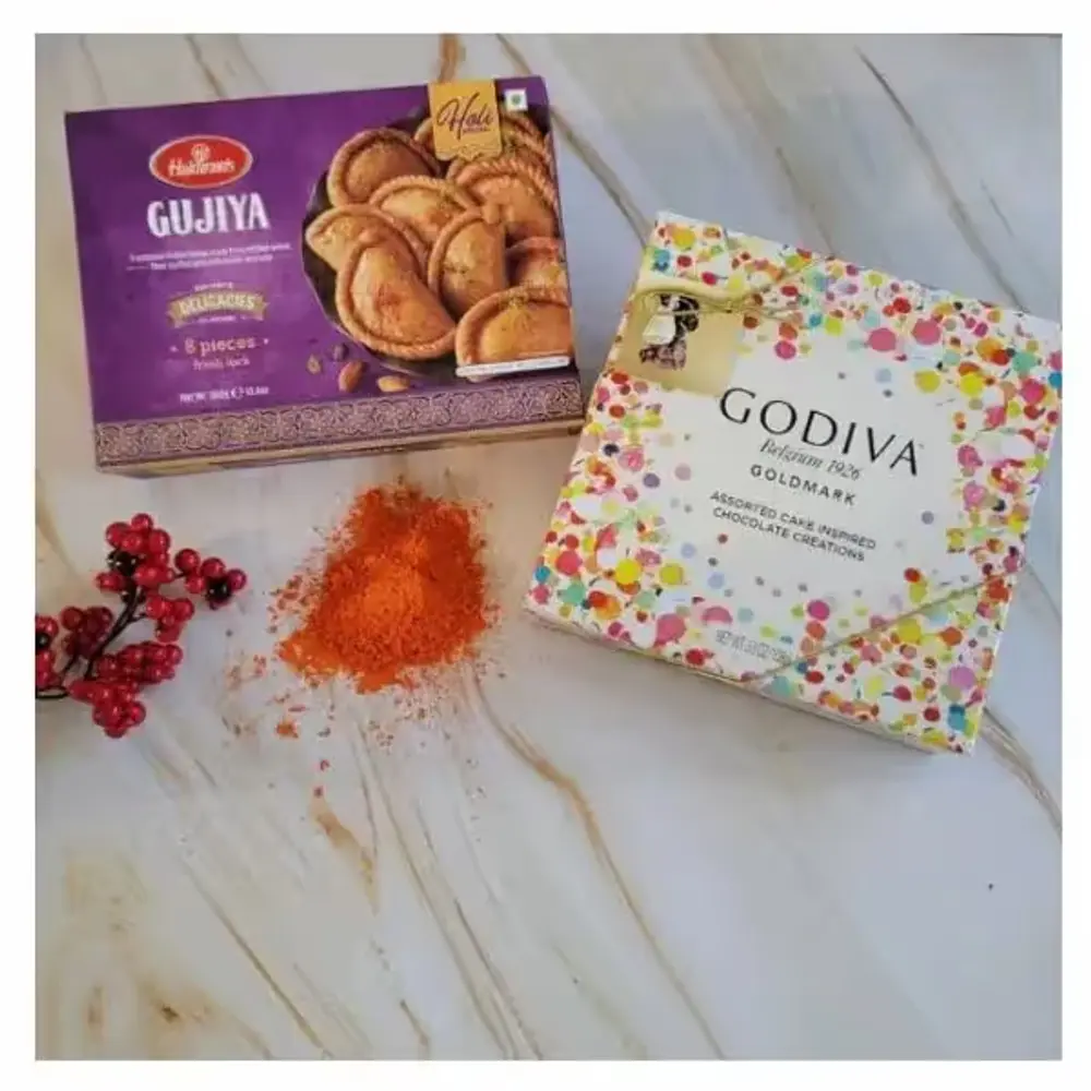 Gujiya, Godiva & Gulal Holi Treat
