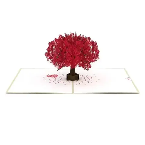 Red Sakura Tree Pop-Up Card