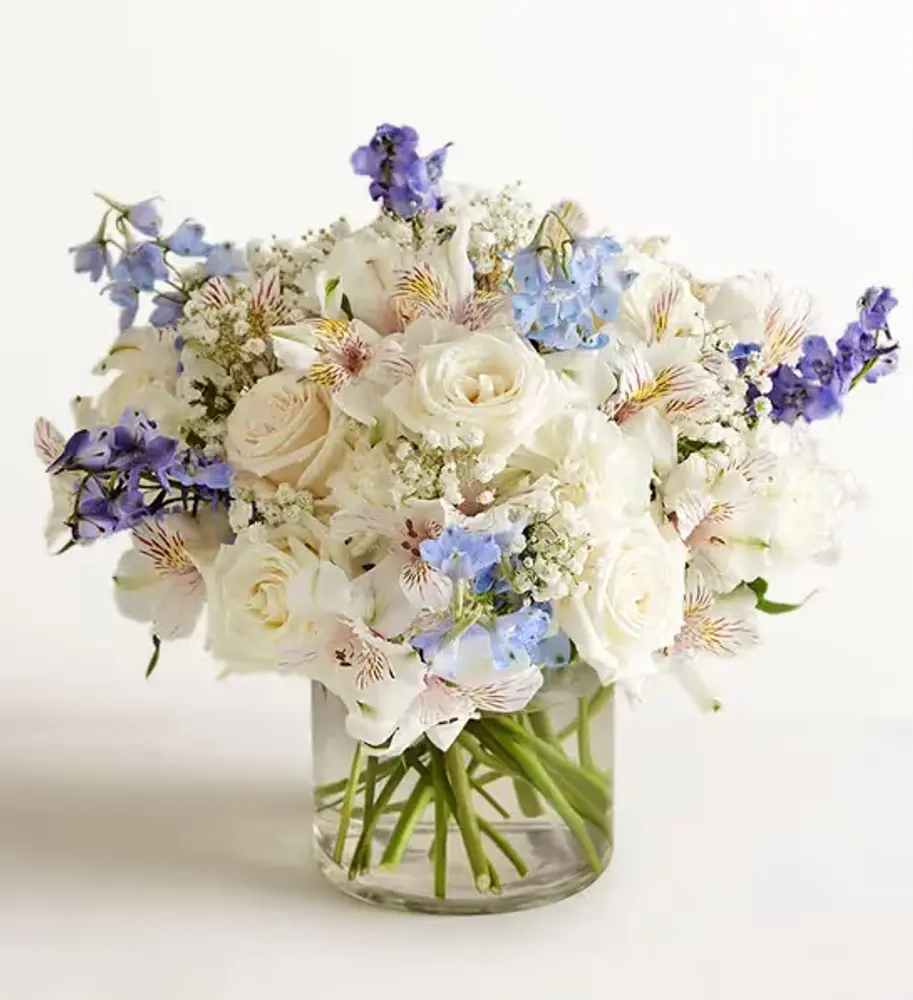 Blue & White New Baby Boy Flowers