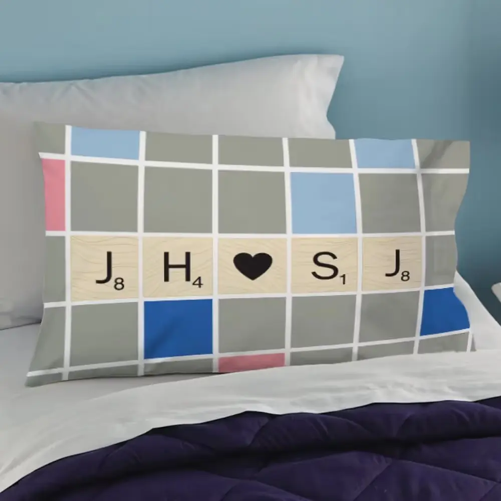 Personalized Initials Hearts Pillow Cover