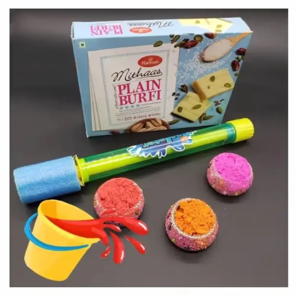 Plain Burfi, Gulal & Pichkari Basket