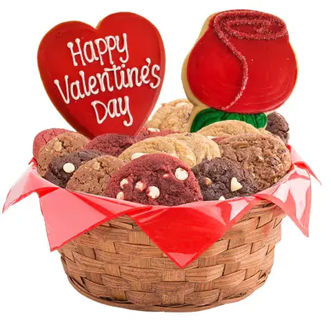 Scarlet Rose Valentine Cookie Basket
