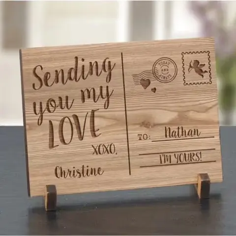 Personalized Sending Love Wood Postcard
