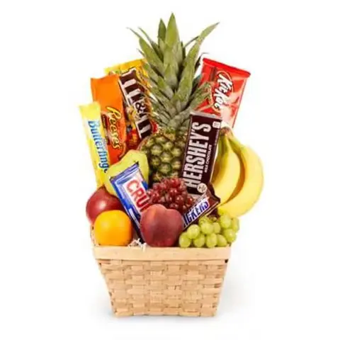 Fresh Fruit & Chocolate Candy Cornucopia