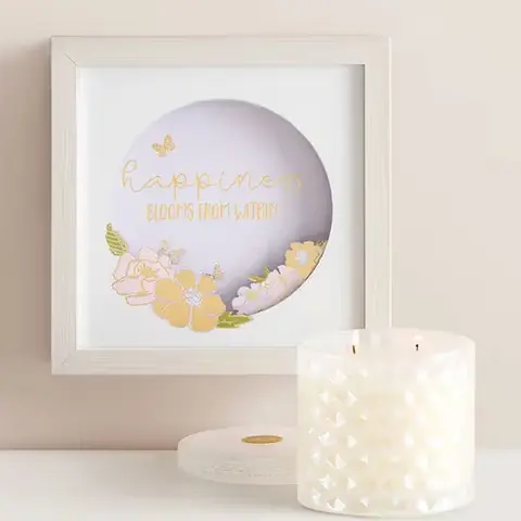 Happiness Blooms Shadow Box & Peony Candle