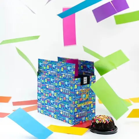 Rainbow Confetti Surprise Box with Cake
