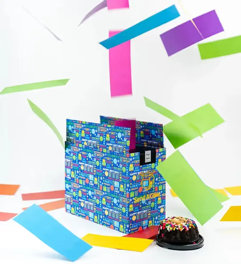 Rainbow Confetti Surprise Box with Cake