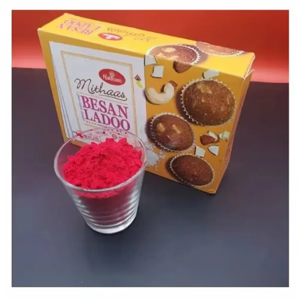 Besan Laddoo with Gulal