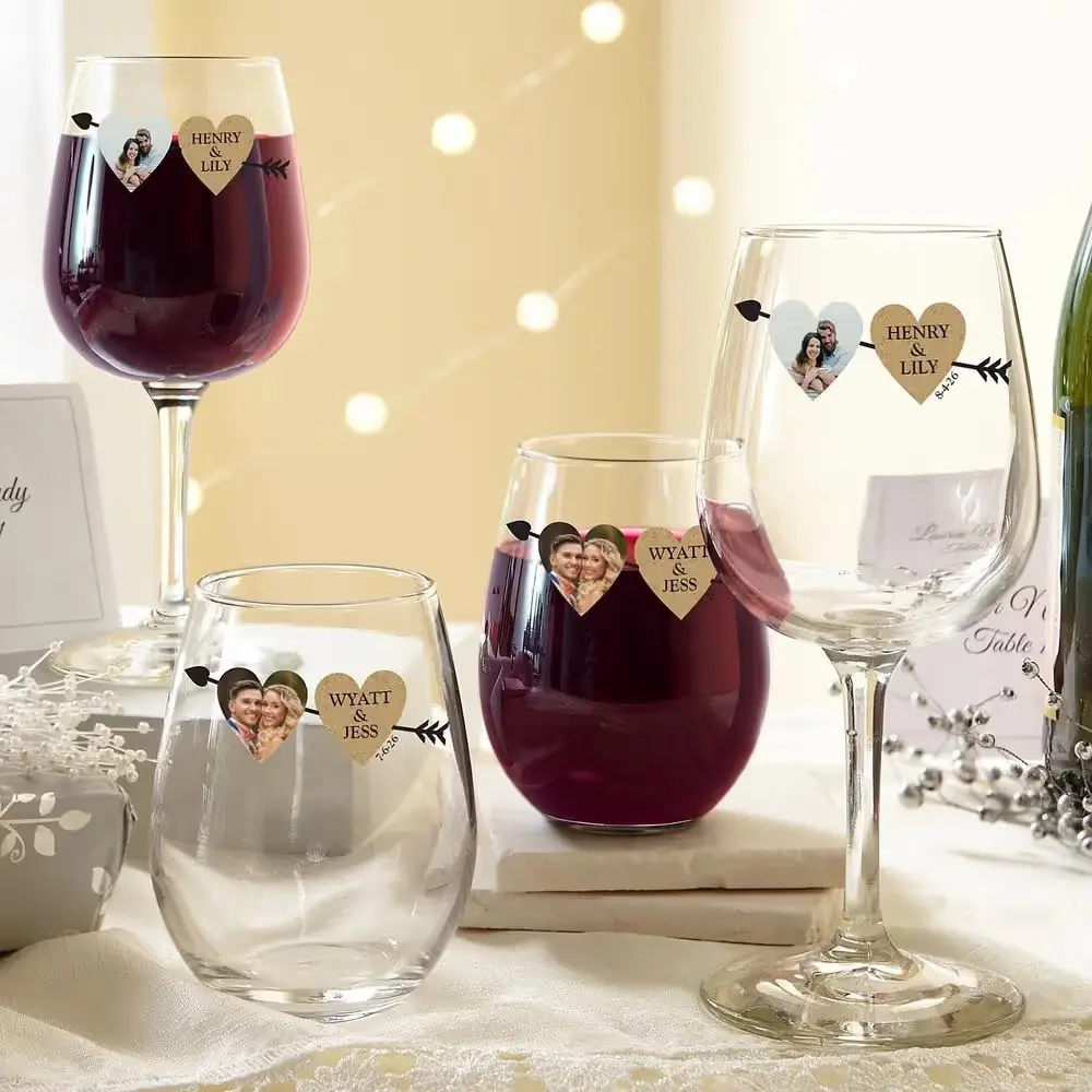 Personalized Two Hearts Wine Glass Set