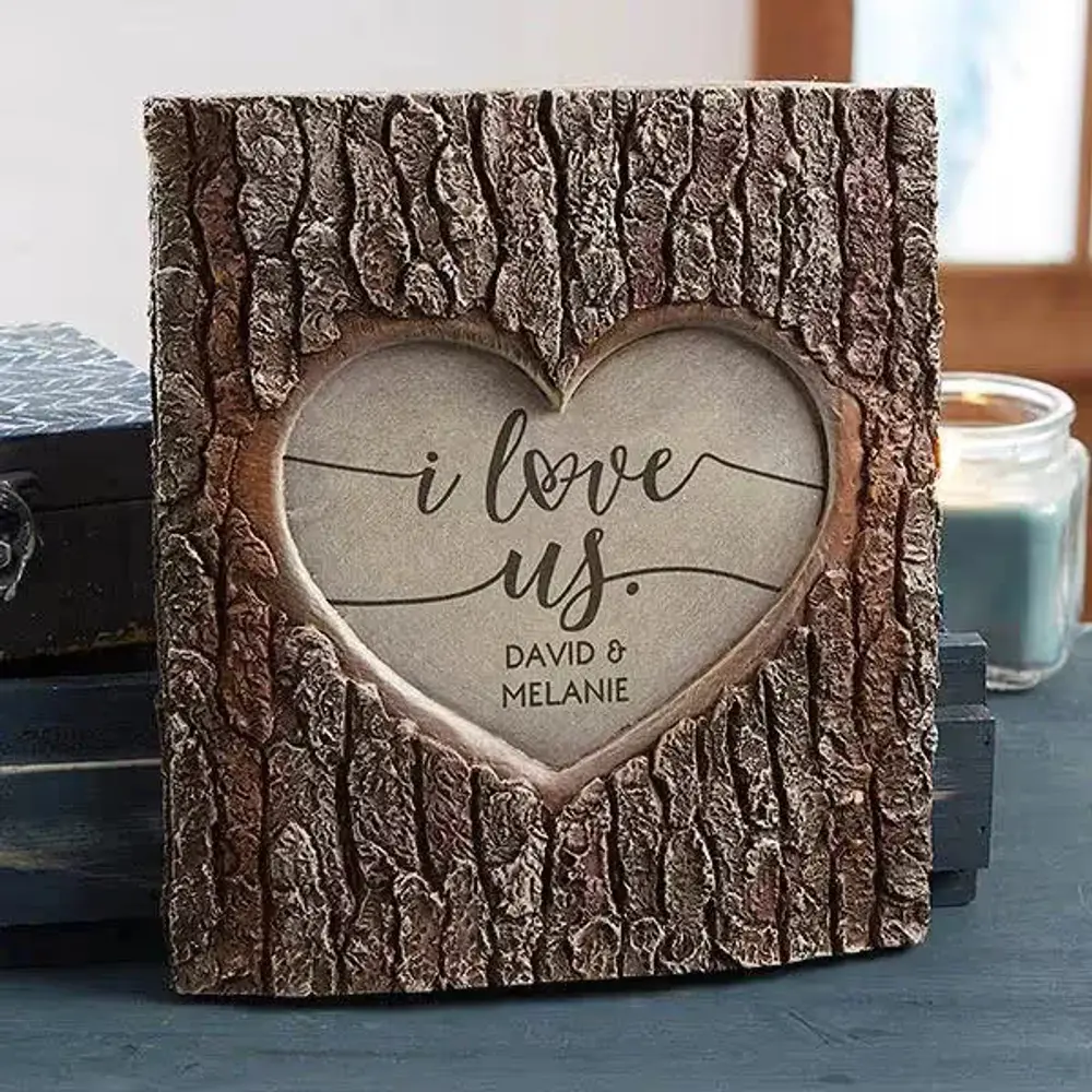 Personalized I Love Us Tree Trunk Sculpture