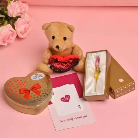 Teddy, Ferrero Heart & Crystal Rose