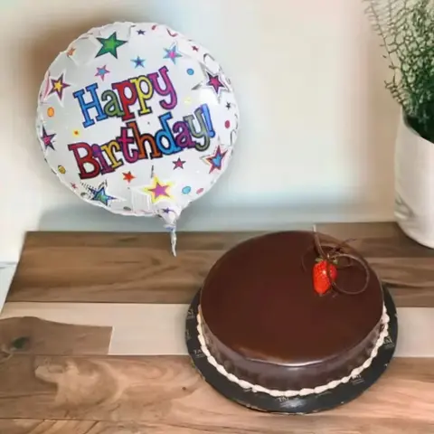 Chocolate Cake with Birthday Balloon