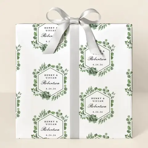 Personalized Greenery Wedding Wrapping Paper