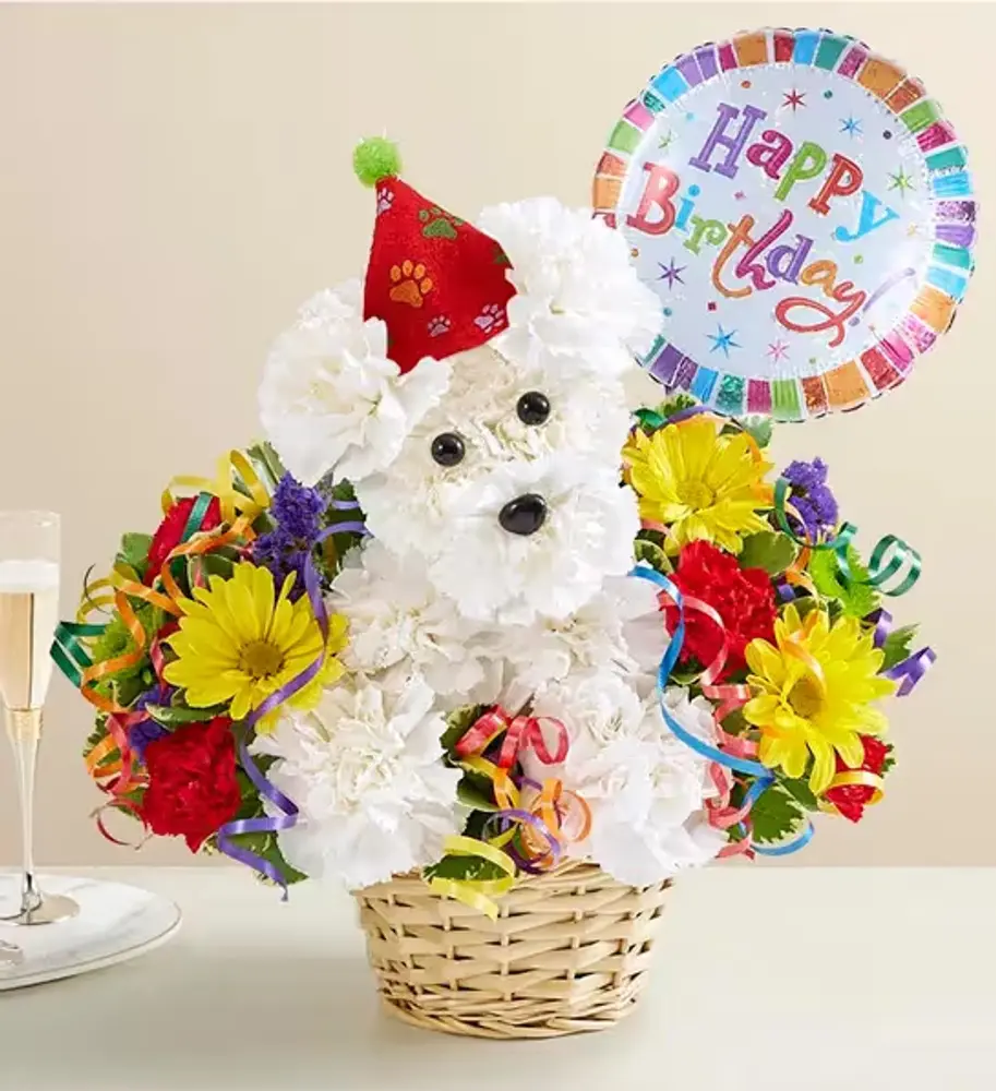 Birthday Party Dog Floral Arrangement