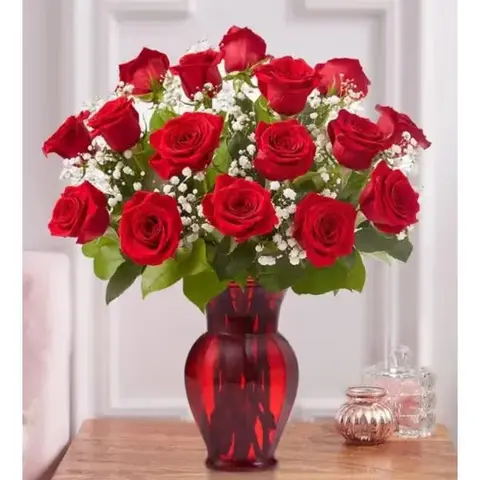 Premium Red Roses with Baby's Breath