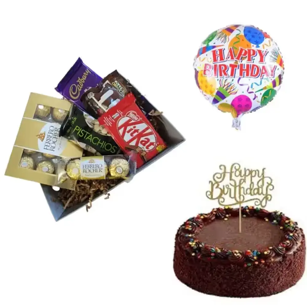 Birthday Hamper with Chocolate Cake