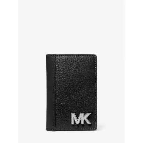 Pebbled Leather Card Case with Back Pocket