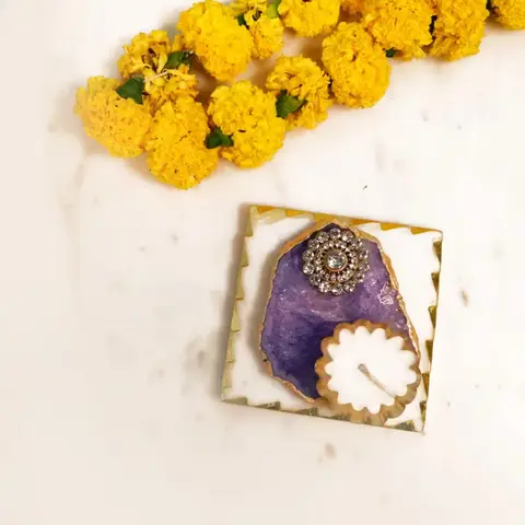 Marble and Stone Diya Set