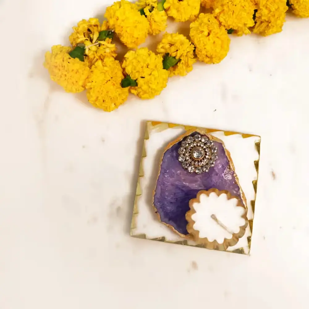 Marble and Stone Diya Set