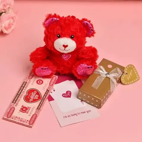 Teddy, Crystal Rose, Chocolate & Card
