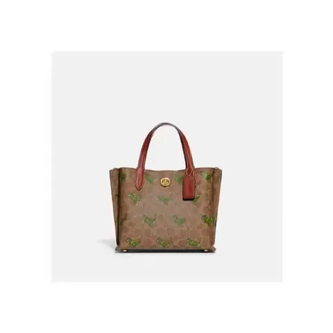 Signature Canvas Tote with Dinosaur Print