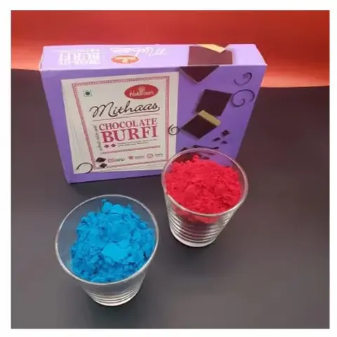Chocolate Burfi with Holi Gulal